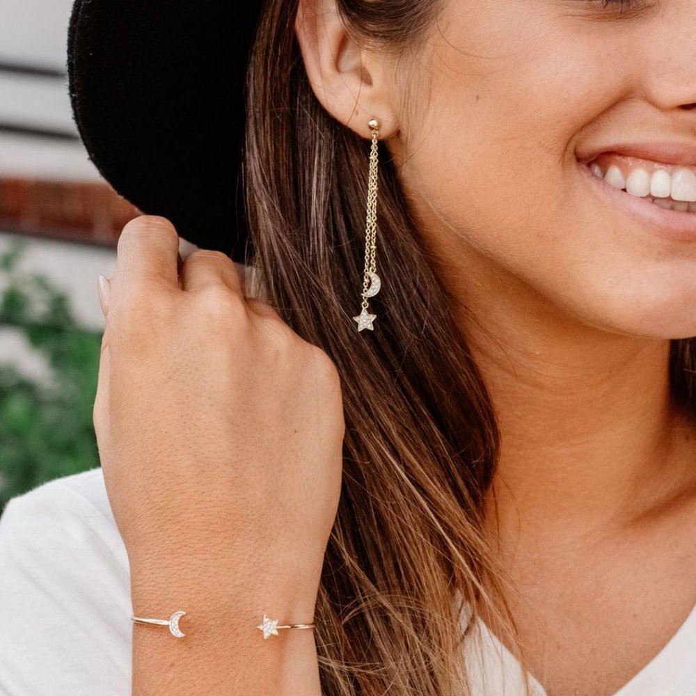 PURA VIDA Moon and Stars Bracelet and Earring Set